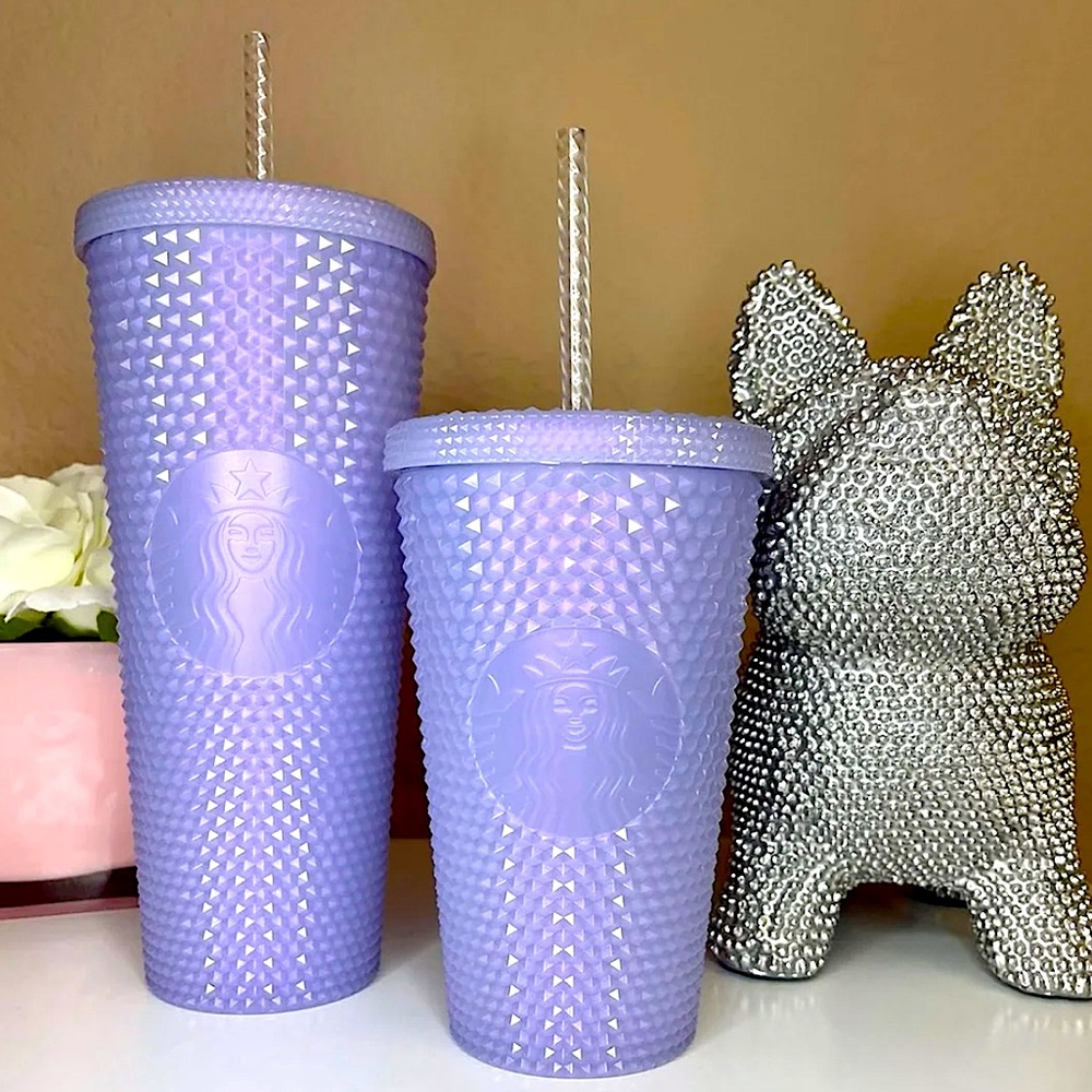 🤍💎NEW‎ Starbucks studded lilac Icy tumbler cup set